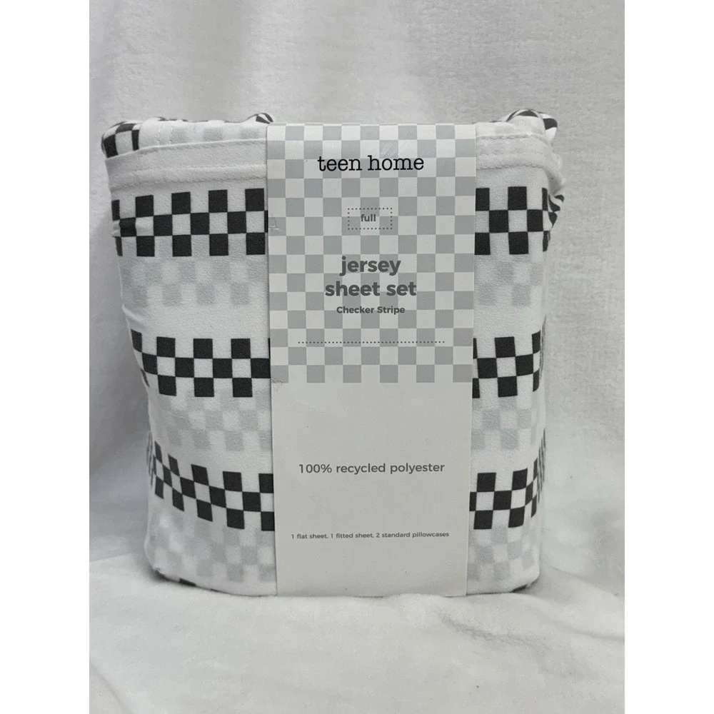 Sportopia Full Size Checkered Grid Jersey Sheet Set